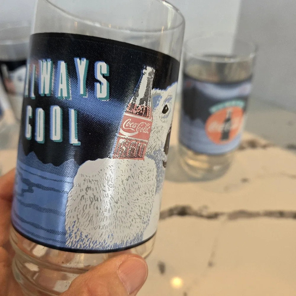 Set‎ of 6 1992 COKE Coca Cola Polar Bear Glasses 16 oz Always Cool Vintage